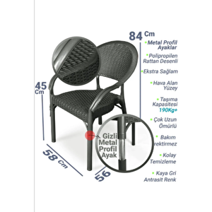 2 Adet Rattan Bambu Pro Koltuk Bahçe Sandalyesi