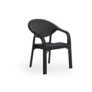 4 Adet Bambu Pro Çift Ayak Rattan Desenli Kollu Sandalye Koltuk 4'lü Set 1. Kalite