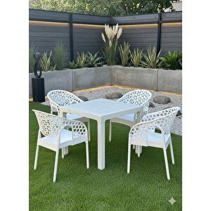 Lotus Kare Masa Takımı 90x90 Masa 4 Kişilik Masa Seti