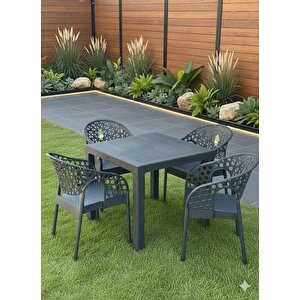 Lotus Kare Masa Takımı 90x90 Masa 4 Kişilik Masa Seti