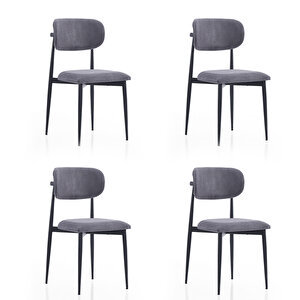 Polo Metal 4'lü Mutfak Yemek Masası Sandalyesi Antrasit