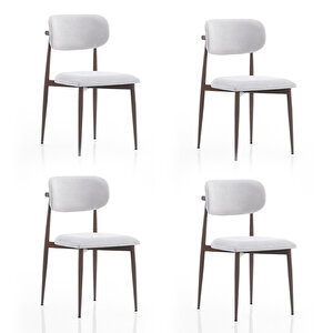 Polo Metal 4'lü Mutfak Yemek Masası Sandalyesi Krem