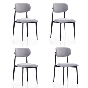 Polo Metal 4'lü Mutfak Yemek Masası Sandalyesi Gri