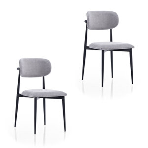 Polo Metal 2'li Mutfak Yemek Masası Sandalyesi Gri