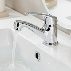 Banora Liza, Krom Küçük Lavabo Bataryası, Paslanmaz Pirinç Gövde, Su Tasarruflu Perlatörlü Musluk