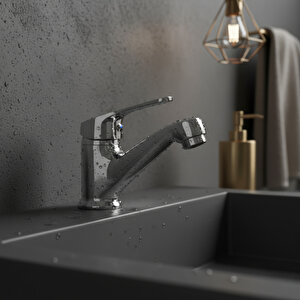 Banora Liza, Krom Küçük Lavabo Bataryası, Paslanmaz Pirinç Gövde, Su Tasarruflu Perlatörlü Musluk