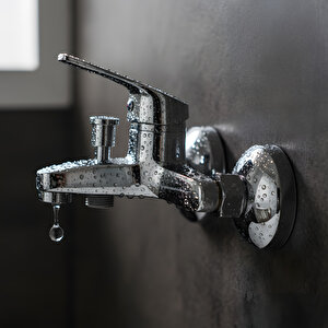 Decordem Banora Liza, Krom Banyo Bataryası, Paslanmaz Pirinç Gövde, Su Tasarruflu Duvar Tipi Musluk