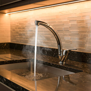 Decordem Banora Liza, Krom Kuğu Mutfak Bataryası, Paslanmaz Pirinç Gövde, Su Tasarruflu 360° Döner Musluk