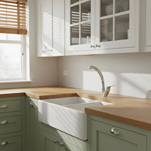 Decordem Banora Liza, Krom Kuğu Mutfak Bataryası, Paslanmaz Pirinç Gövde, Su Tasarruflu 360° Döner Musluk