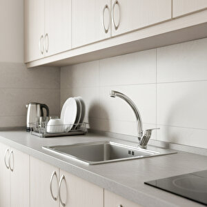 Decordem Banora Liza, Krom Kuğu Mutfak Bataryası, Paslanmaz Pirinç Gövde, Su Tasarruflu 360° Döner Musluk