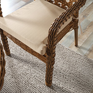 Ayaz 4 Kişilik Rattan Bahçe Balkon Mutfak Masa Takımı Kahve