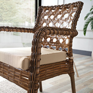 Ayaz 2 Kişilik Rattan Bahçe Balkon Mutfak Masa Takımı Kahve