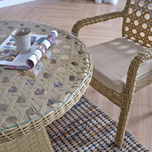 Ayaz 2 Kişilik Rattan Bahçe Balkon Mutfak Masa Takımı Cappuccino