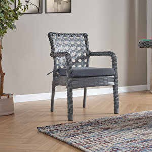 Ayaz 2 Kişilik Rattan Bahçe Balkon Mutfak Masa Takımı Gri