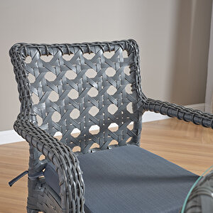 Ayaz 2 Kişilik Rattan Bahçe Balkon Mutfak Masa Takımı Gri