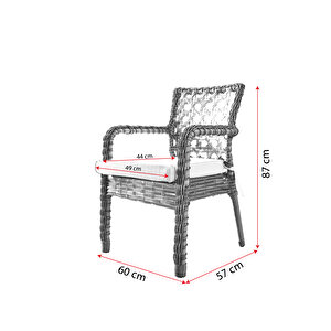 Ayaz 4 Kişilik Rattan Bahçe Balkon Mutfak Masa Takımı Açık Gri