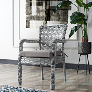 Ayaz 2 Kişilik Rattan Bahçe Balkon Mutfak Masa Takımı Açık Gri