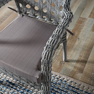 Ayaz 2 Kişilik Rattan Bahçe Balkon Mutfak Masa Takımı Açık Gri