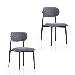 Polo Metal 2'li Mutfak Yemek Masası Sandalyesi Antrasit