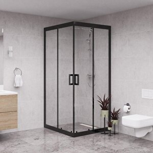 Black Quandrum 6mm Şeffaf Cam Kare Duşakabin 110x110 cm