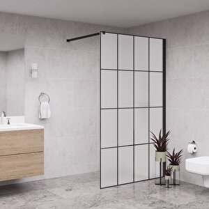 Black  Septo 6mm Tam Kumlama  Karolaj Cam Seperatör Duşakabin 95 cm