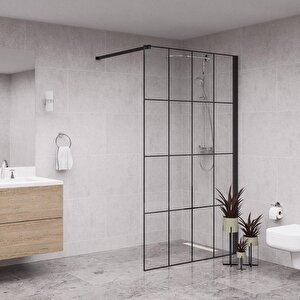 Black  Septo 6mm Karolaj Cam Seperatör Duşakabin 90 cm