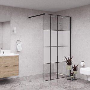 Black  Septo 6mm Yarım Kumlkarolaj Cam Seperatör Duşakabin 95 cm