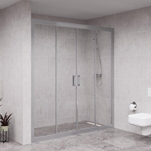 Silver Verta 6mm Şeffaf Cam Orta Açılır 2 Sabit 2 Sürgü İki Duvar Arası Duşakabin 157 cm