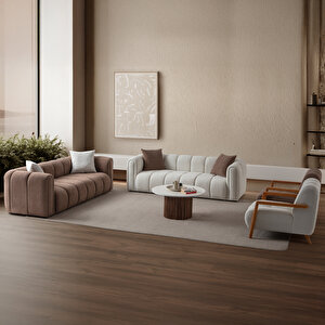 Nline Koltuk Takımı 3+3+1+1 Kahverengi Kahverengi