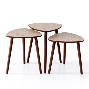 Vera 3'lü Zigon Sehpa Krem Krem