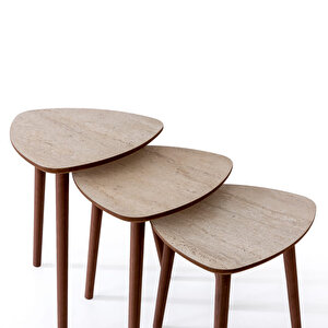 Vera 3'lü Zigon Sehpa Krem Krem