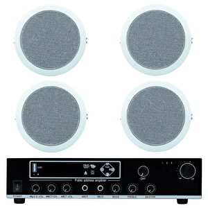 Luxury, 13cm Kaliteli 4 Hoparlör 1 Anfi Asma Tavan Ses Sistemi, Alçıpan Tavan Ses Sistemi