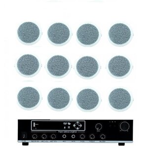 Luxury, 13cm Kaliteli 12 Hoparlör 1 Anfi Asma Tavan Ses Sistemi, Alçıpan Tavan Ses Sistemi