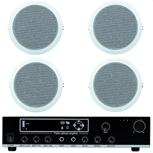 Luxury, 16cm Kaliteli 4 Hoparlör 1 Anfi Asma Tavan Ses Sistemi, Alçıpan Tavan Ses Sistemi