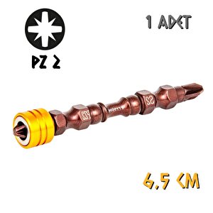 Tyson Mıknatıslı Bits Uç - Çift Yönlü - Pz2 Yıldız - 6.5 Cm. - 1 Adet