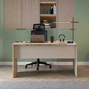 Madrid 3 Çekmeceli L Çalışma Masası - Florida Meşe/vizon 140x75x107 Cm