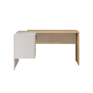 Madrid 3 Çekmeceli L Çalışma Masası - Florida Meşe/vizon 140x75x107 Cm