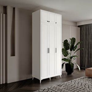 Guneystore Ücretsiz Montaj Milas 3 Kapaklı Komple Mdf Ayaklı Yüklüklü Gardırop