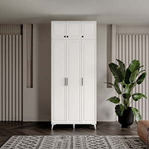 Guneystore Ücretsiz Montaj Milas 3 Kapaklı Komple Mdf Ayaklı Yüklüklü Gardırop