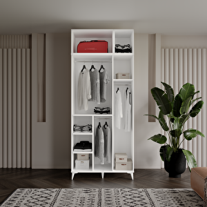 Guneystore Ücretsiz Montaj Milas 3 Kapaklı Komple Mdf Ayaklı Yüklüklü Gardırop