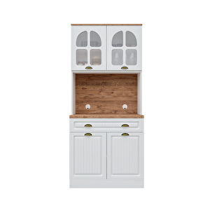 Guneystore Efes 2 Kapaklı Kahve Köşesi – 93 Cm Mdf, Led Aydınlatmalı, Çok Amaçlı Mutfak Ve Airfryer Dolabı