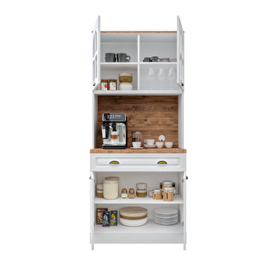 Guneystore Efes 2 Kapaklı Kahve Köşesi – 93 Cm Mdf, Led Aydınlatmalı, Çok Amaçlı Mutfak Ve Airfryer Dolabı