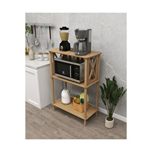 Arona Çok Amaçlı 3 Katlı Ahşap Raf – Mutfak, Balkon, Ofis, Otel Kullanımına Uygun Organizer