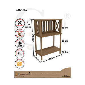 Arona Çok Amaçlı 3 Katlı Ahşap Raf – Mutfak, Balkon, Ofis, Otel Kullanımına Uygun Organizer