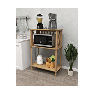 Arona Çok Amaçlı 3 Katlı Ahşap Raf – Mutfak, Balkon, Ofis, Otel Kullanımına Uygun Organizer