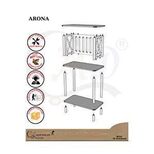 Arona Çok Amaçlı 3 Katlı Ahşap Raf – Mutfak, Balkon, Ofis, Otel Kullanımına Uygun Organizer