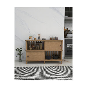 Muna Sürgülü Kapaklı Mutfak Dolabı – Çok Amaçlı Ahşap Konsol | Kahve Ünitesi | 120x40x79 Cm