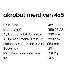 Peri̇lla 4*5 - 5,80 Akrobat Merdiven