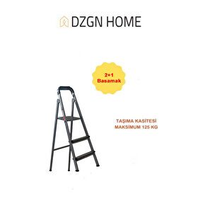 Katre Dayanıklı 2+1 Özel Tasarım Hafif, Kaymaz, Metal Basamaklı Katlanır Merdiven