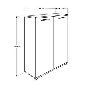 Trendline Çok Amaçlı İki Kapaklı 5 Raflı Dolap Florida Meşe 91x108x35 Cm